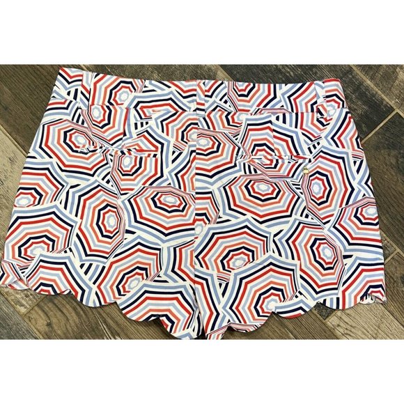 Crown & Ivy Womens Shelby Chino Shorts Blue Red Umbrella Size 12 Waist 34‎ - Picture 7 of 7